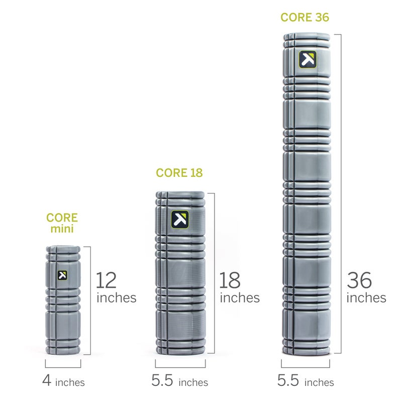 TriggerPoint CORE Foam Massage Roller (Back, Body, Legs) with Softer Compression for Deep Tissue Muscle Recovery â€“ Relieves Pain, Improves Mobility & Circulation (36'') Gray